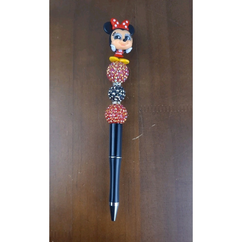 Handmade Beaded Minnie Mouse Pen Black Ink